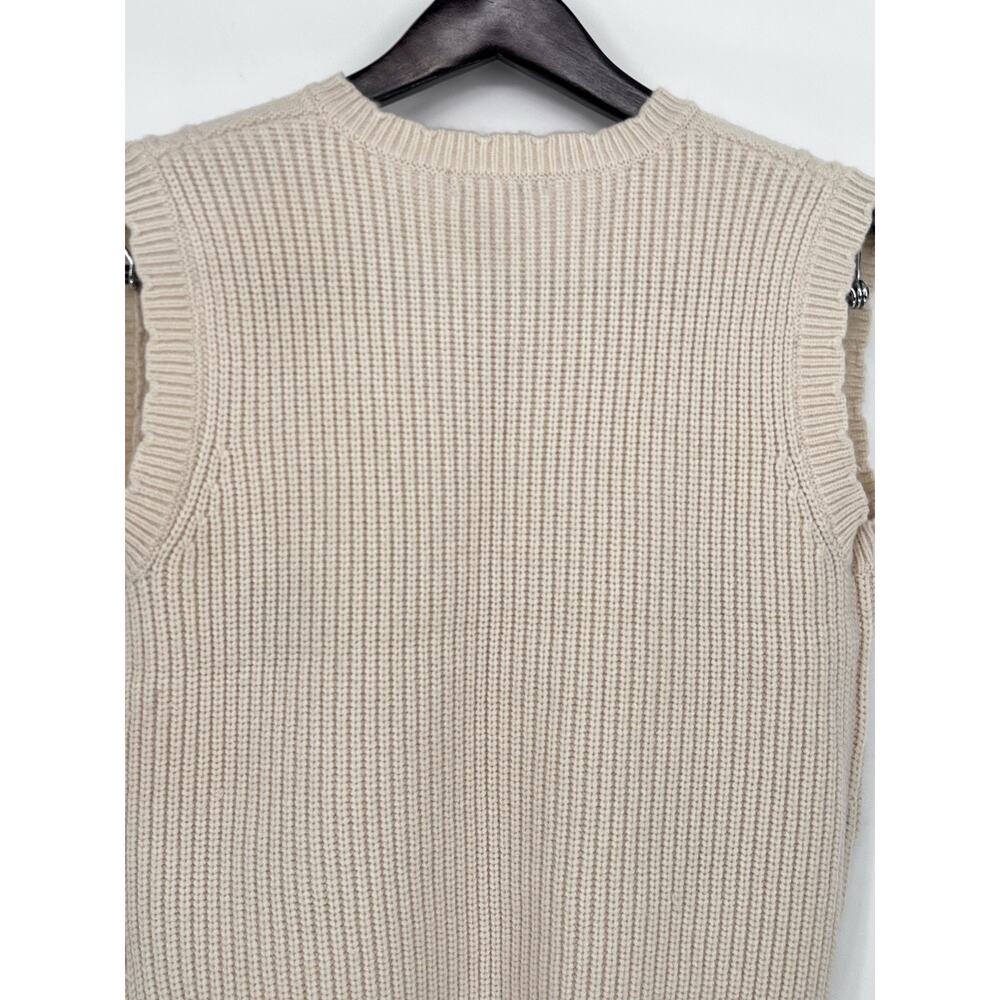 Sincerely Jules Soft Cream Crochet Sweater Tie Front Embroidered Vest Women’s XS - Picture 9 of 12